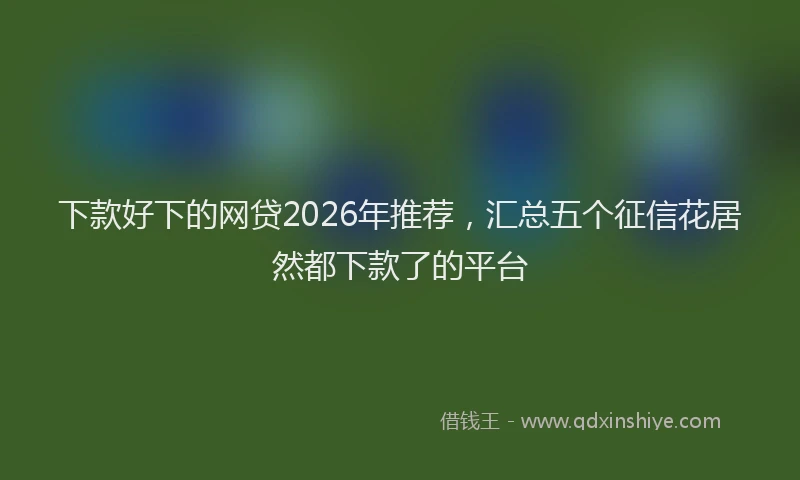 下款好下的网贷2026年推荐，汇总五个征信花居然都下款了的平台