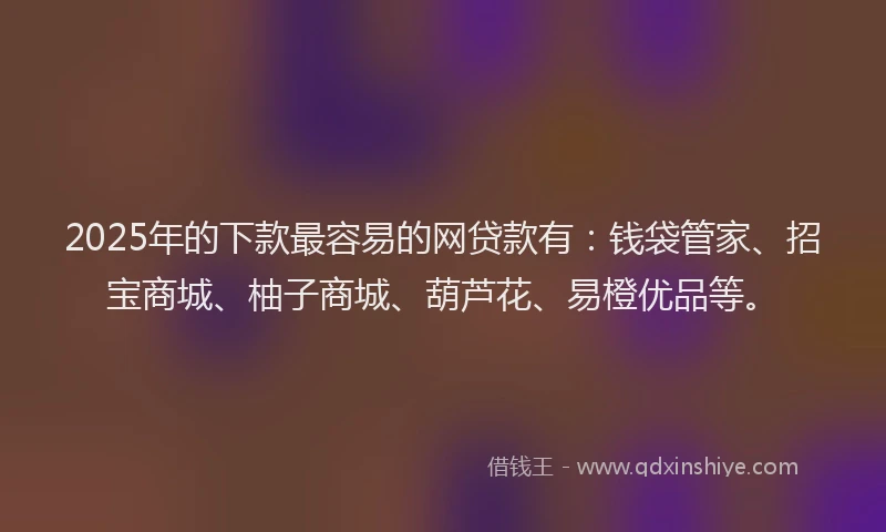 2025年的下款最容易的网贷款有：钱袋管家、招宝商城、柚子商城、葫芦花、易橙优品等。
