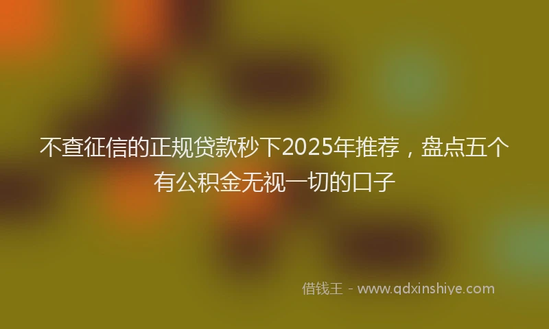 不查征信的正规贷款秒下2025年推荐,盘点五个有公积金无视一切的口子