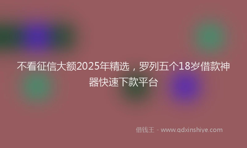不看征信大额2025年精选，罗列五个18岁借款神器快速下款平台