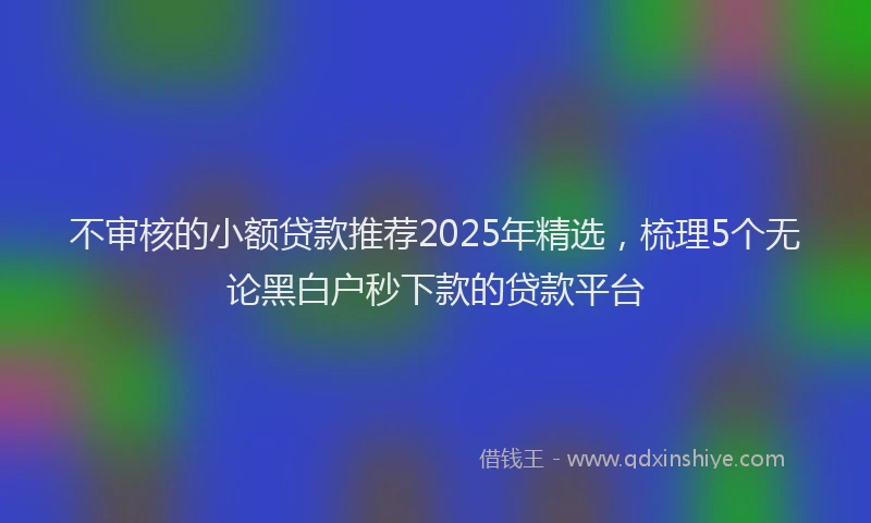 不审核的小额贷款推荐2025年精选，梳理5个无论黑白户秒下款的贷款平台
