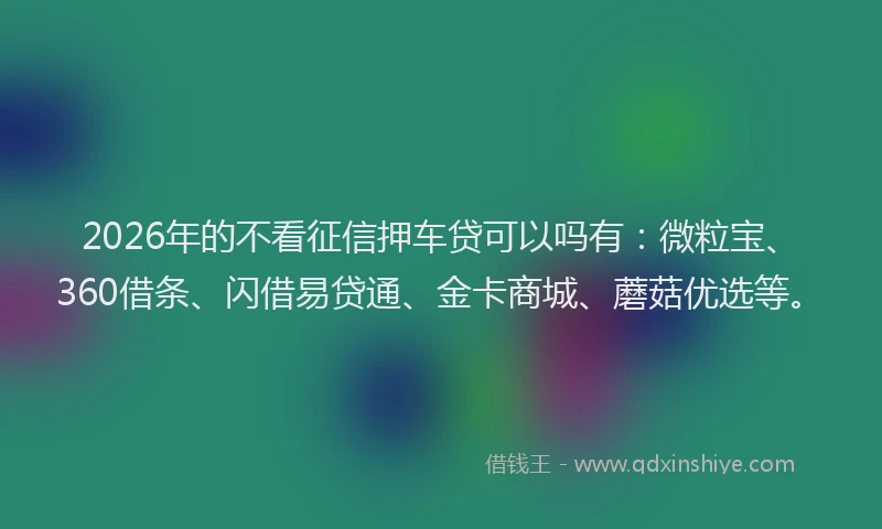 2026年的不看征信押车贷可以吗有：微粒宝、360借条、闪借易贷通、金卡商城、蘑菇优选等。