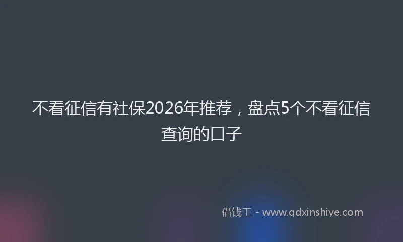 不看征信有社保2026年推荐，盘点5个不看征信查询的口子
