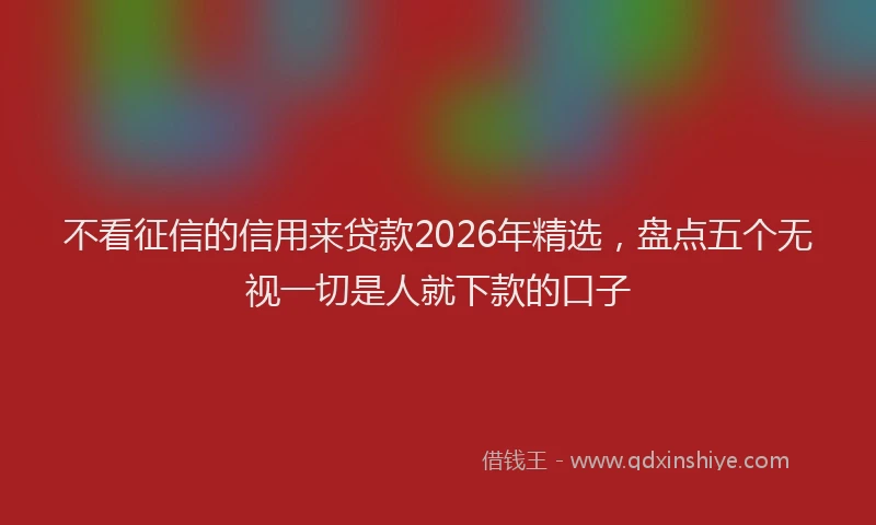 不看征信的信用来贷款2026年精选，盘点五个无视一切是人就下款的口子