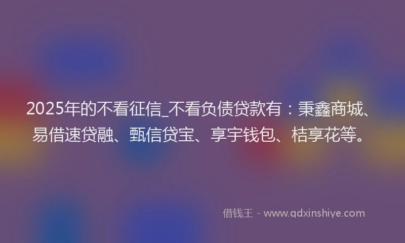 2025年的不看征信_不看负债贷款有：秉鑫商城、易借速贷融、甄信贷宝、享宇钱包、桔享花等。