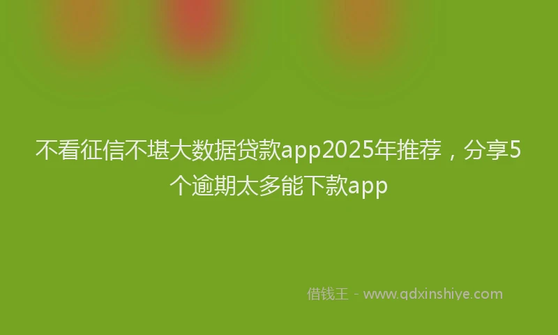 不看征信不堪大数据贷款app2025年推荐，分享5个逾期太多能下款app