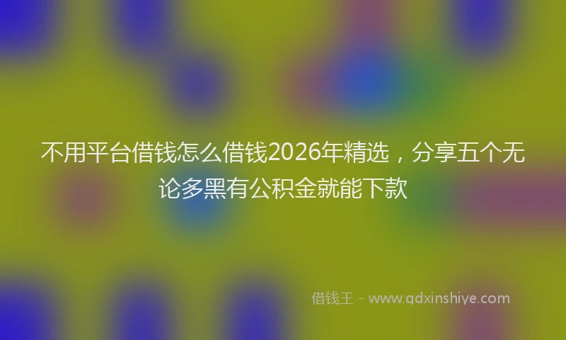 不用平台借钱怎么借钱2026年精选，分享五个无论多黑有公积金就能下款