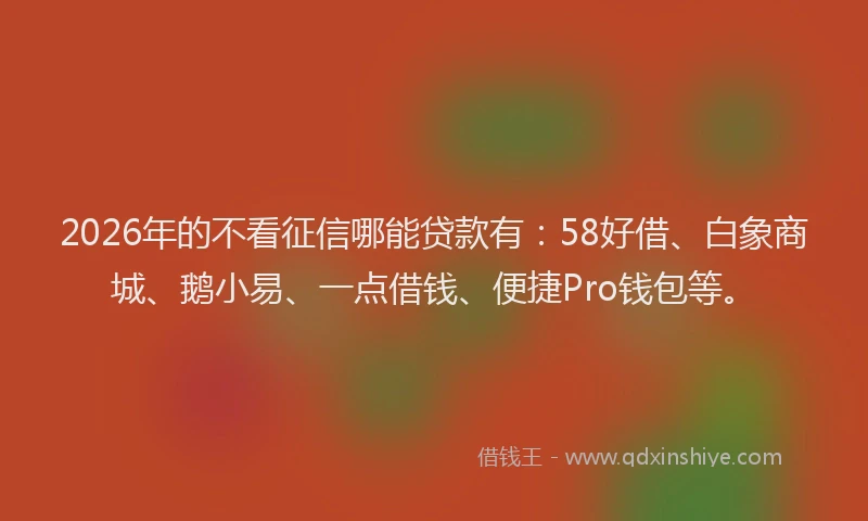 2026年的不看征信哪能贷款有：58好借、白象商城、鹅小易、一点借钱、便捷Pro钱包等。
