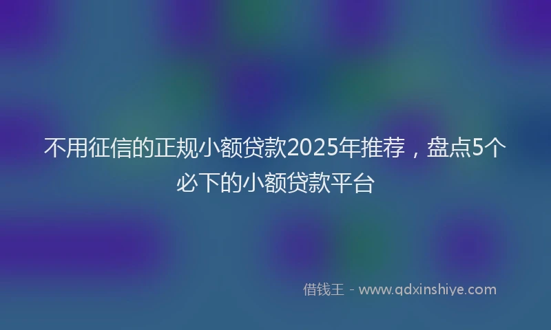 不用征信的正规小额贷款2025年推荐，盘点5个必下的小额贷款平台
