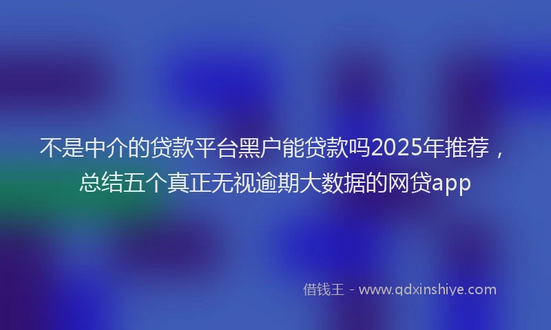 不是中介的贷款平台黑户能贷款吗2025年推荐，总结五个真正无视逾期大数据的网贷app