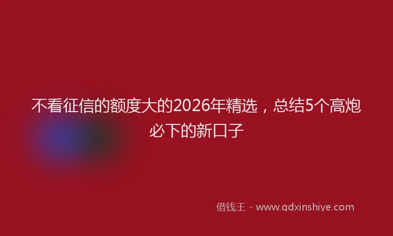 不看征信的额度大的2026年精选,总结5个高炮必下的新口子