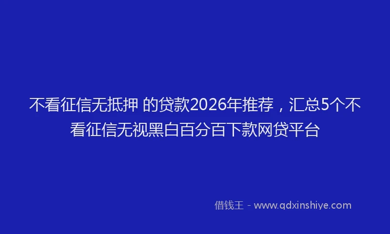 不看征信无抵押 的贷款2026年推荐,汇总5个不看征信无视黑白百分百下款网贷平台