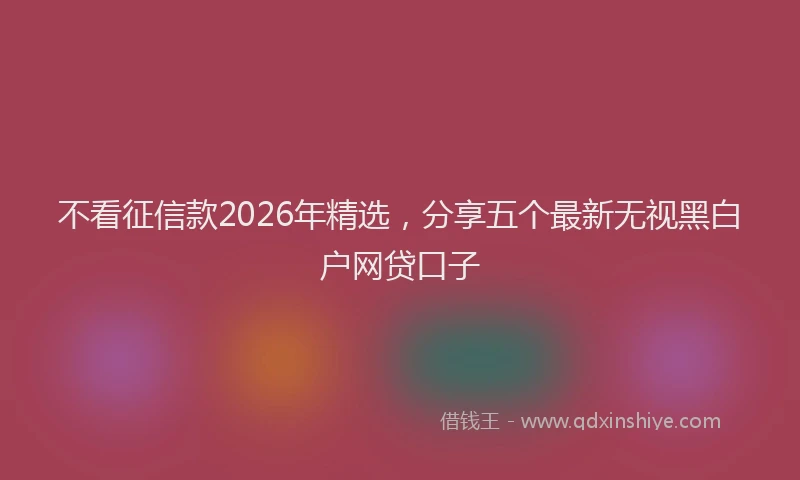 不看征信款2026年精选，分享五个最新无视黑白户网贷口子