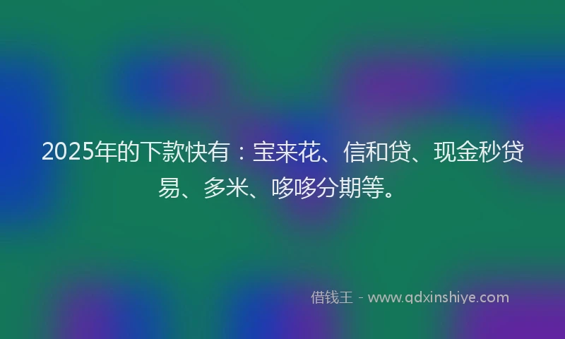 2025年的下款快有：宝来花、信和贷、现金秒贷易、多米、哆哆分期等。