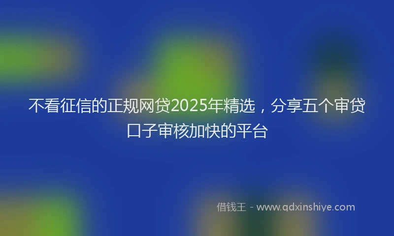 不看征信的正规网贷2025年精选，分享五个审贷口子审核加快的平台