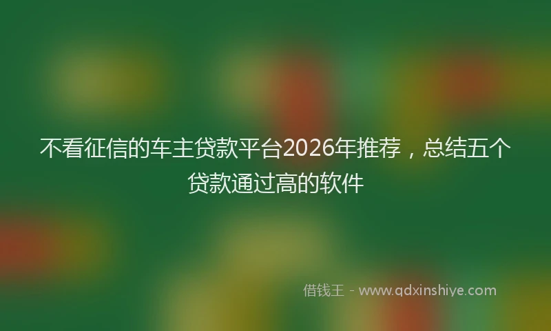 不看征信的车主贷款平台2026年推荐，总结五个贷款通过高的软件