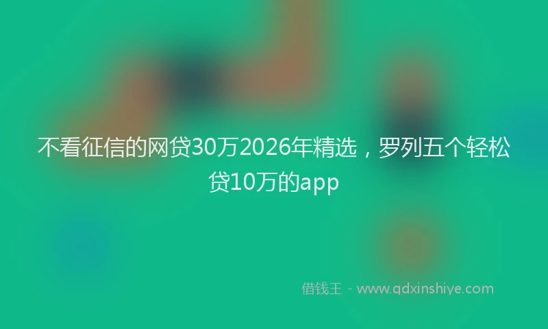 不看征信的网贷30万2026年精选，罗列五个轻松贷10万的app