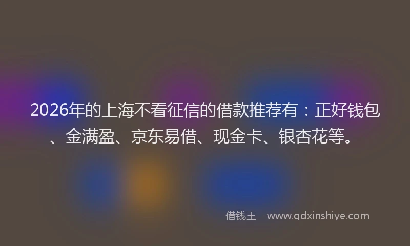 2026年的上海不看征信的借款推荐有：正好钱包、金满盈、京东易借、现金卡、银杏花等。