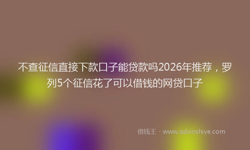 不查征信直接下款口子能贷款吗2026年推荐，罗列5个征信花了可以借钱的网贷口子