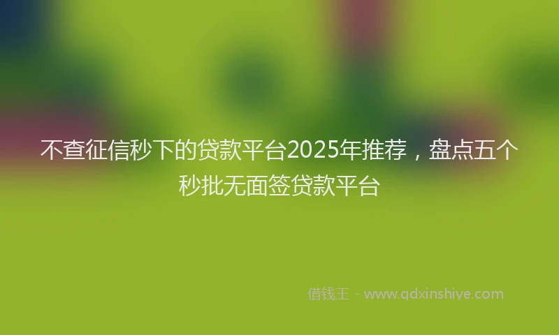 不查征信秒下的贷款平台2025年推荐,盘点五个秒批无面签贷款平台