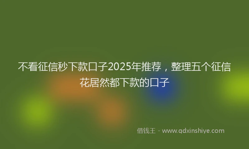 不看征信秒下款口子2025年推荐，整理五个征信花居然都下款的口子