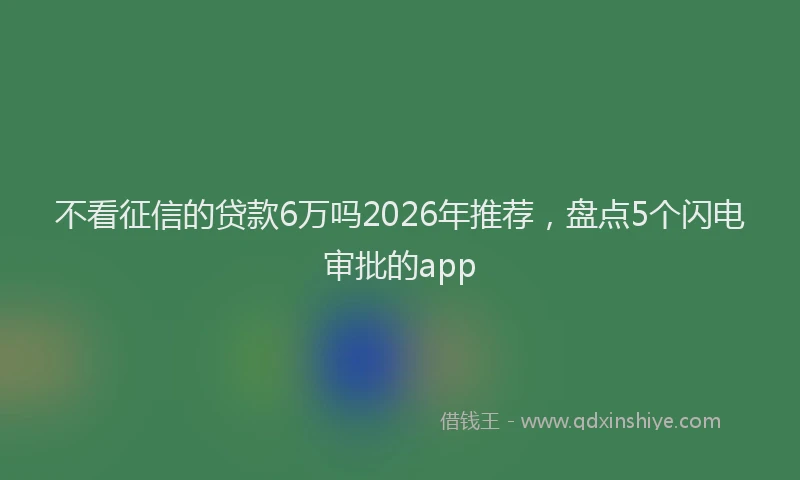 不看征信的贷款6万吗2026年推荐，盘点5个闪电审批的app