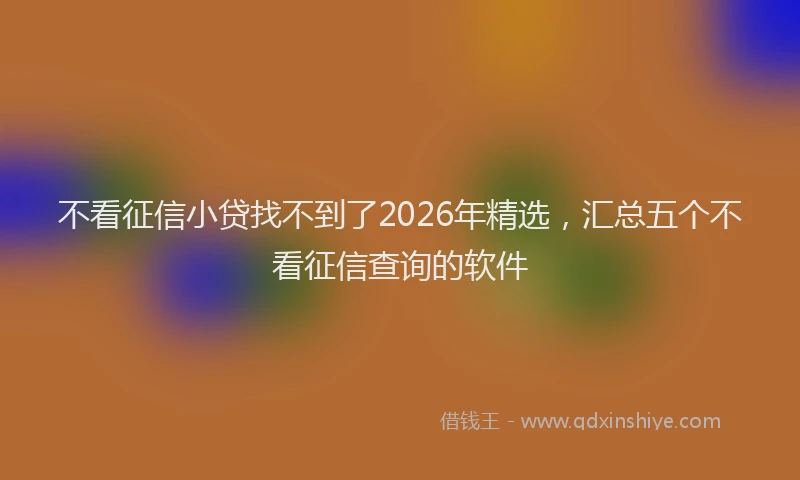 不看征信小贷找不到了2026年精选,汇总五个不看征信查询的软件