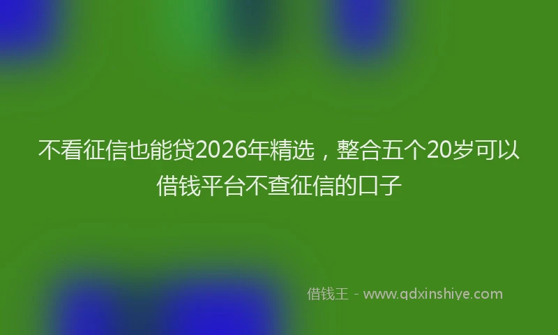 不看征信也能贷2026年精选,整合五个20岁可以借钱平台不查征信的口子
