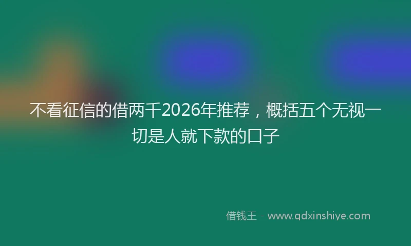 不看征信的借两千2026年推荐，概括五个无视一切是人就下款的口子