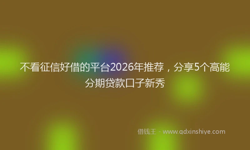不看征信好借的平台2026年推荐，分享5个高能分期贷款口子新秀