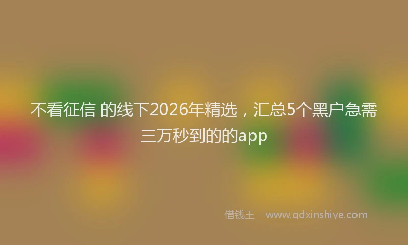 不看征信 的线下2026年精选，汇总5个黑户急需三万秒到的的app
