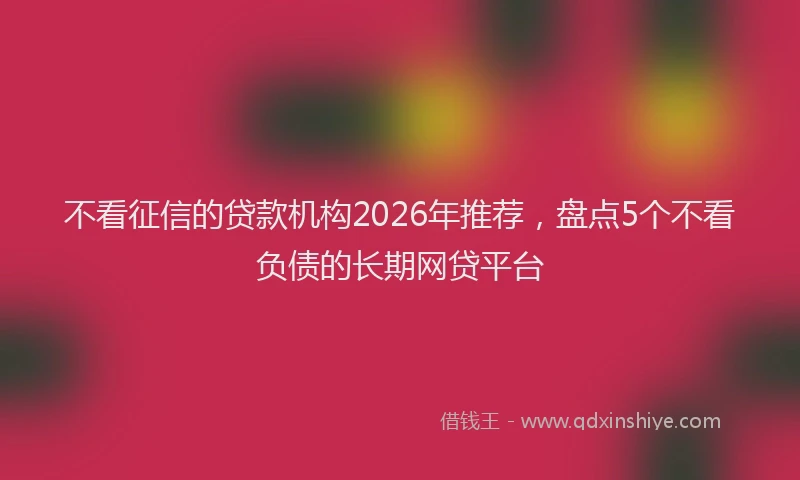 不看征信的贷款机构2026年推荐，盘点5个不看负债的长期网贷平台