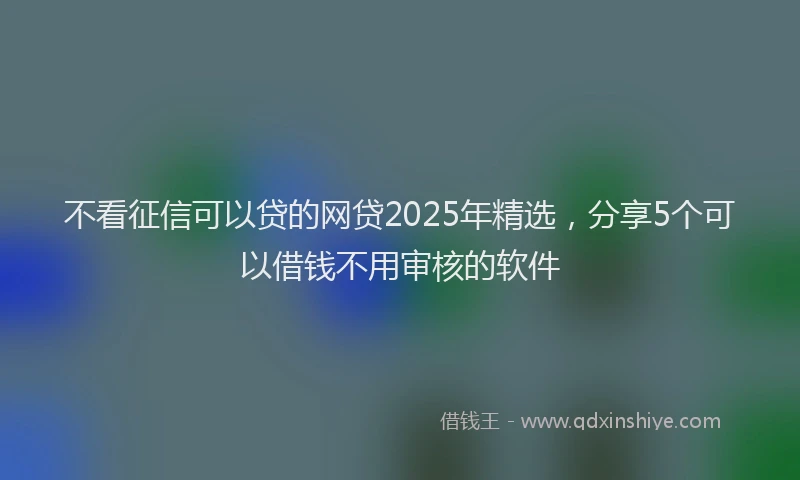 不看征信可以贷的网贷2025年精选，分享5个可以借钱不用审核的软件
