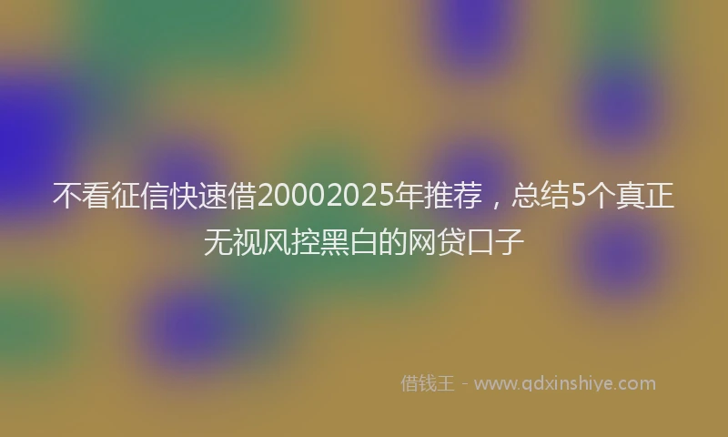 不看征信快速借20002025年推荐，总结5个真正无视风控黑白的网贷口子