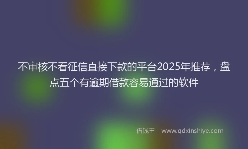 不审核不看征信直接下款的平台2025年推荐，盘点五个有逾期借款容易通过的软件