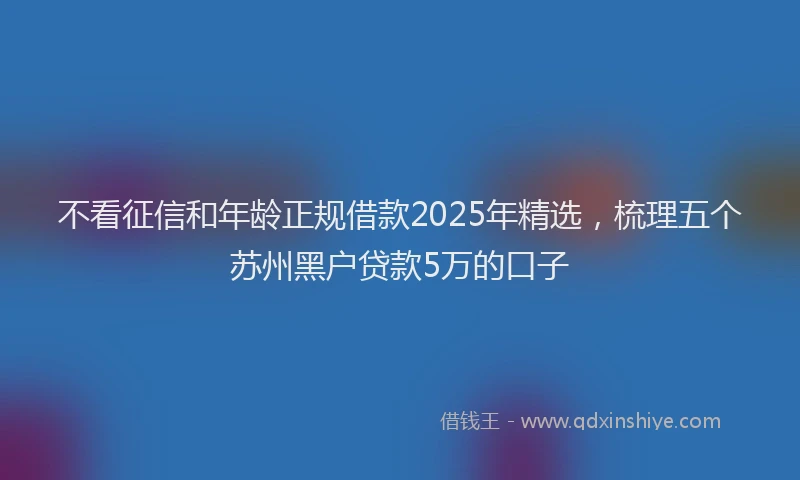 不看征信和年龄正规借款2025年精选，梳理五个苏州黑户贷款5万的口子