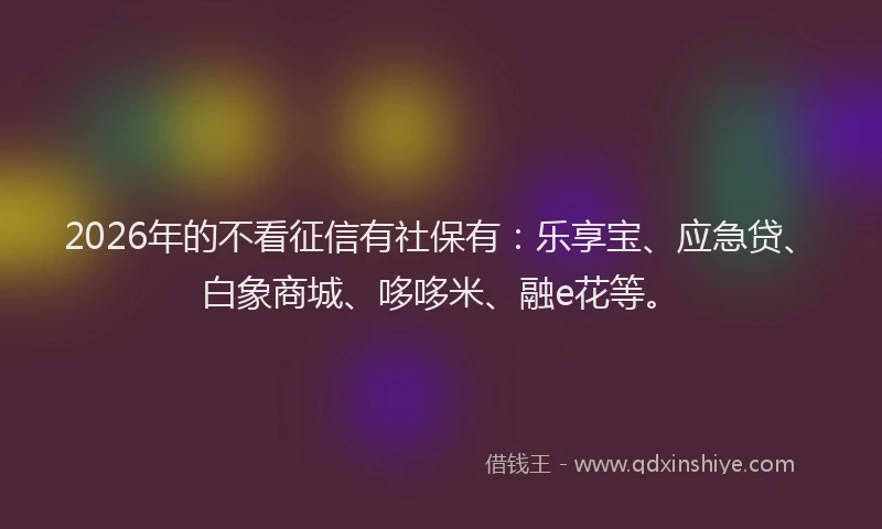 2026年的不看征信有社保有：乐享宝、应急贷、白象商城、哆哆米、融e花等。