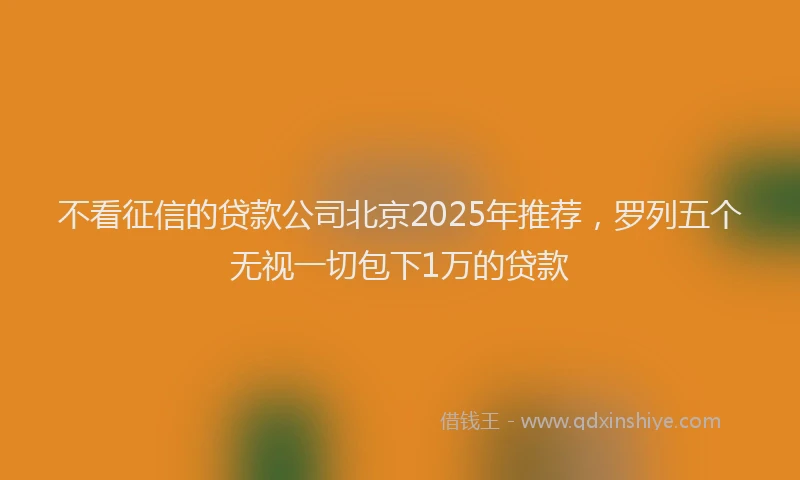 不看征信的贷款公司北京2025年推荐，罗列五个无视一切包下1万的贷款