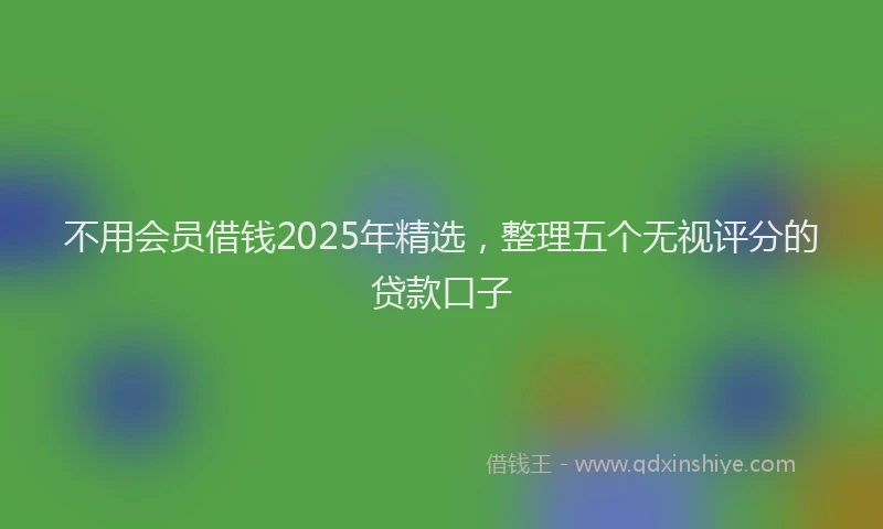 不用会员借钱2025年精选，整理五个无视评分的贷款口子