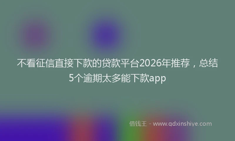不看征信直接下款的贷款平台2026年推荐,总结5个逾期太多能下款app