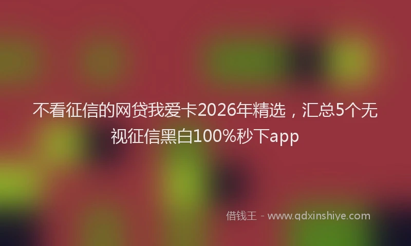 不看征信的网贷我爱卡2026年精选，汇总5个无视征信黑白100%秒下app