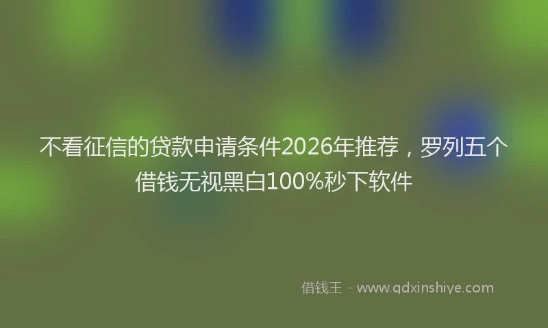 不看征信的贷款申请条件2026年推荐，罗列五个借钱无视黑白100%秒下软件
