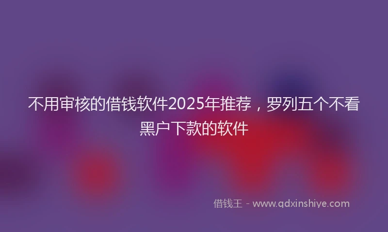不用审核的借钱软件2025年推荐，罗列五个不看黑户下款的软件
