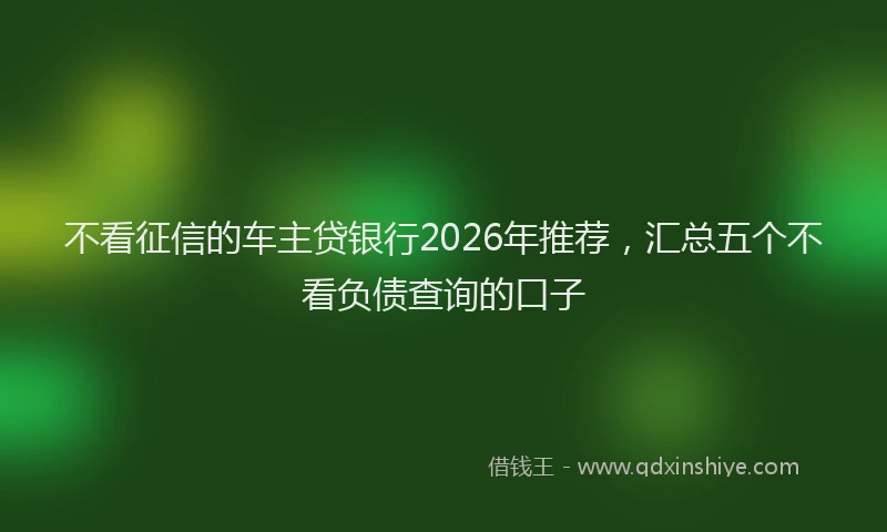 不看征信的车主贷银行2026年推荐，汇总五个不看负债查询的口子