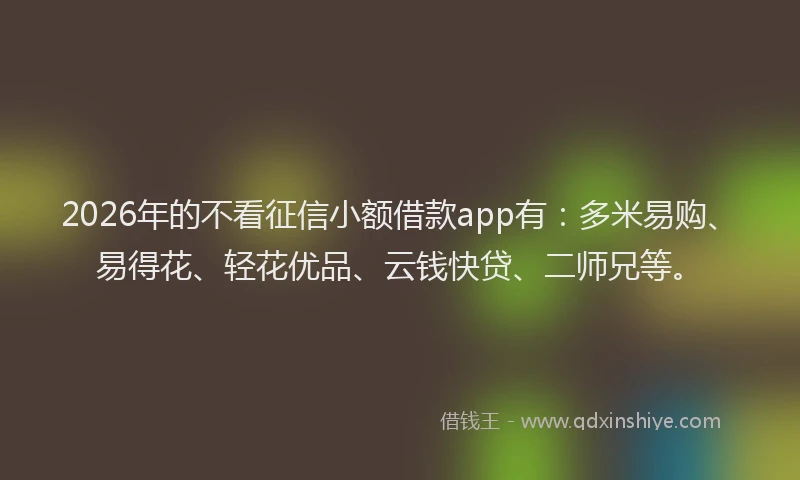 2026年的不看征信小额借款app有：多米易购、易得花、轻花优品、云钱快贷、二师兄等。
