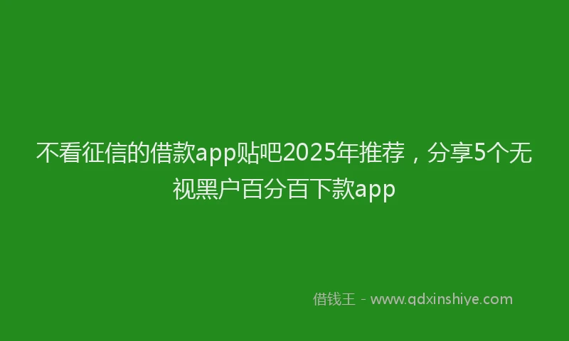 不看征信的借款app贴吧2025年推荐，分享5个无视黑户百分百下款app