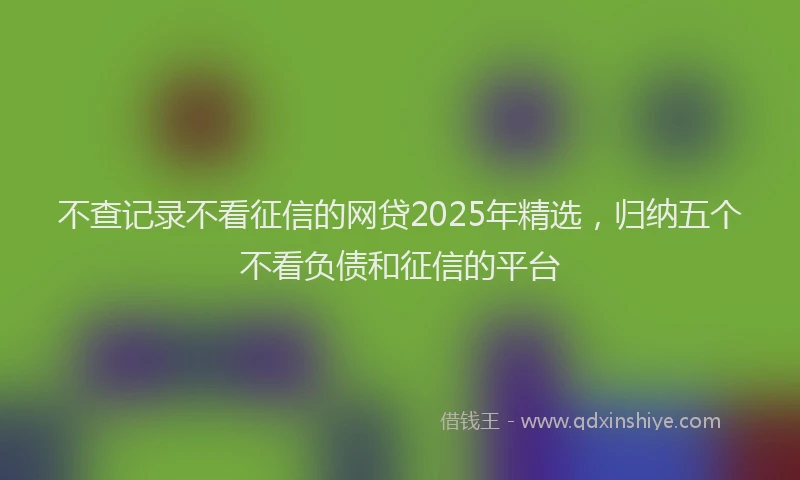 不查记录不看征信的网贷2025年精选，归纳五个不看负债和征信的平台
