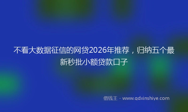 不看大数据征信的网贷2026年推荐,归纳五个最新秒批小额贷款口子