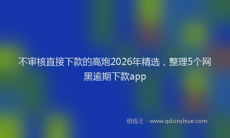 不审核直接下款的高炮2026年精选，整理5个网黑逾期下款app