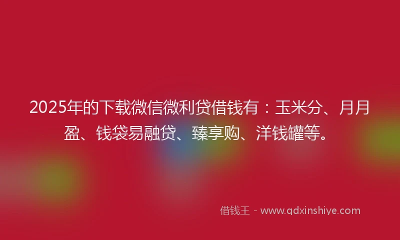 2025年的下载微信微利贷借钱有：玉米分、月月盈、钱袋易融贷、臻享购、洋钱罐等。